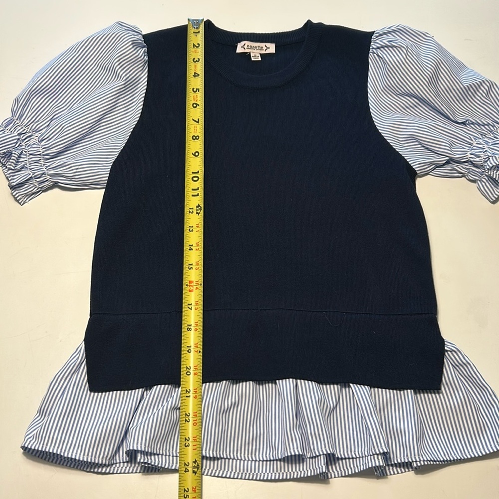 Nanette Lepore Puff Sleeve “Twofer” Lightweight Sweater - Picture 9 of 14